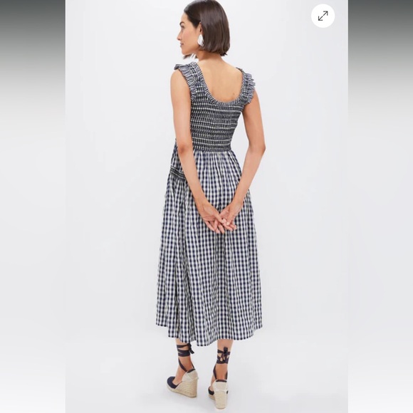 POMANDER PLACE
Navy Gingham Smocked Abilene Midi Dress - Picture 3 of 5